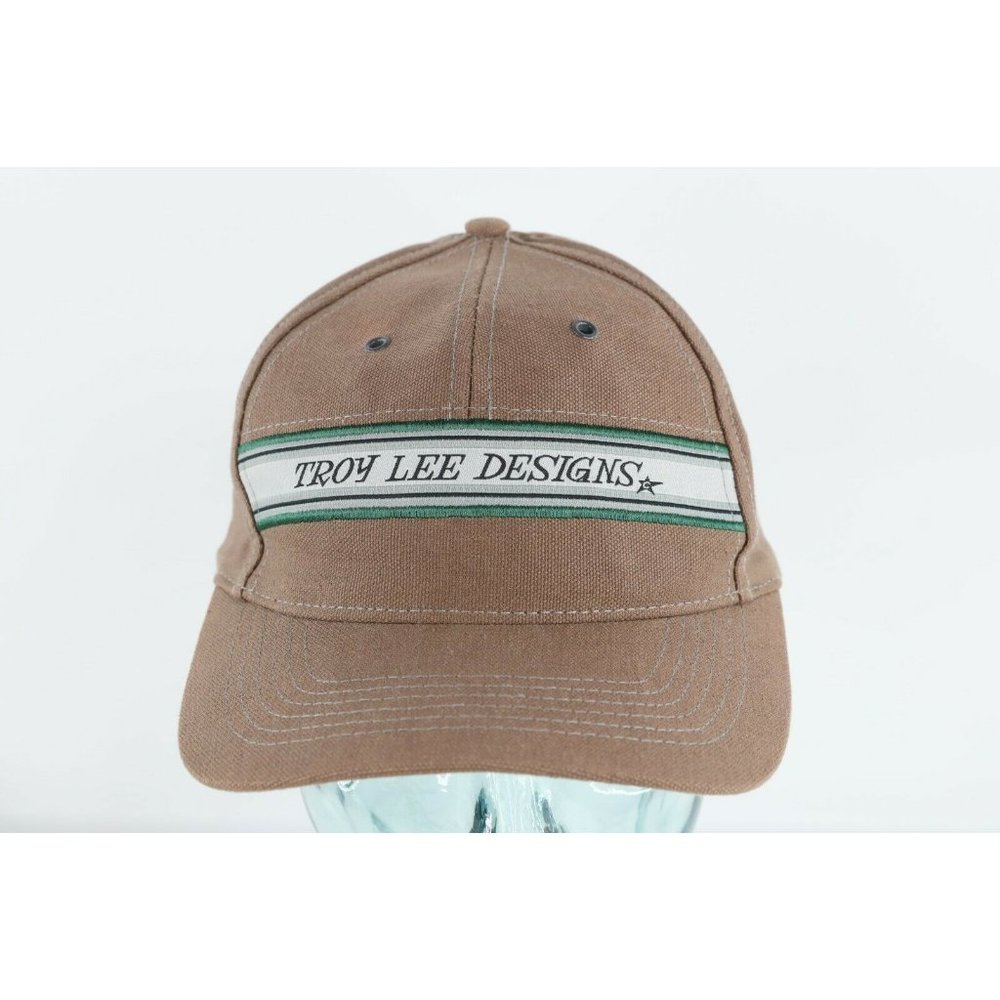 Troy Lee Designs Racing Spell Out Striped Canvas Adjustable Hat Cap Brown